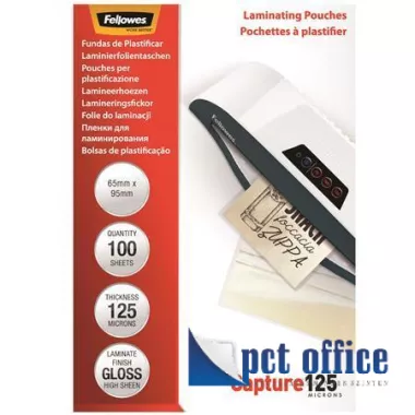 Lamináló fólia 65x95 mm 125 mikronos TB kártya Fényes Fellowes