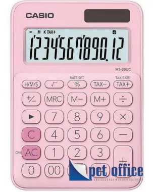 Számológép asztali 12 számjegy Casio MS 20 UC PK Rózsaszín