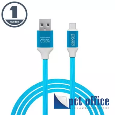 Adat és töltőkábel, 1 m Delight 2.0 USB-Type C szilikonos bevonat, vegyes színekben