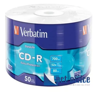 CD-R lemez, 700MB, 52x, zsugor csomagolás, VERBATIM DataLife 50 db-os
