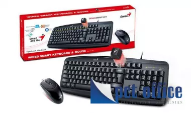 Billentyűzet szett, vezetékes, USB, HUN, Genius KM-200, fekete + egér