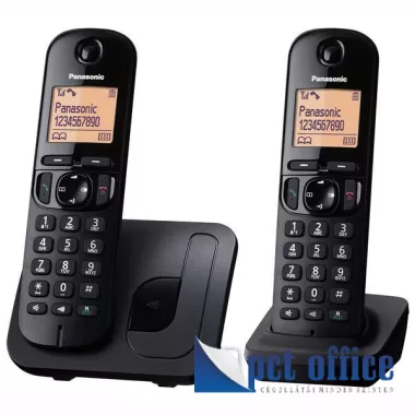 Telefon, vezeték nélküli, telefonpár, PANASONIC KX-TGC212PDB Duo, fekete