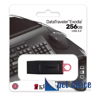 Pendrive, 256GB, USB 3.2, KINGSTON Exodia, fekete