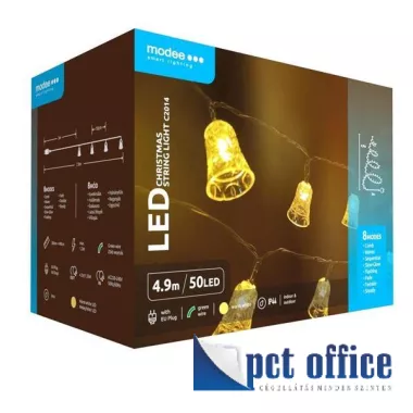Karácsonyi fényfűzér 50 db kültéri/beltéri led elemes Modee C2014 (50LED/4,9m/10cm) Adapteres