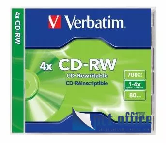 CD-RW lemez, újraírható, SERL, 700MB, 2-4x, normál tok, VERBATIM