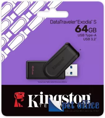 Pendrive, 64GB, USB 3.2, KINGSTON Exodia S, fekete